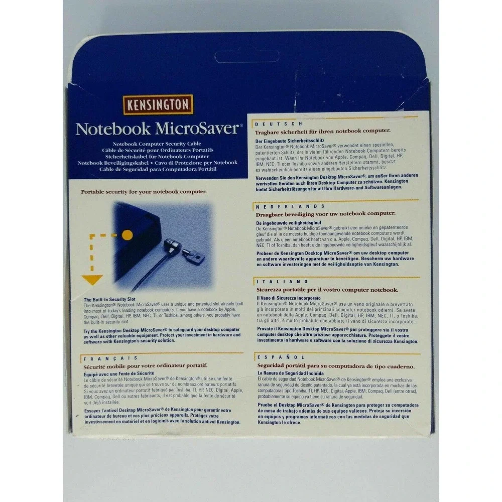 Kensington MicroSaver Notebook Lock Laptop Security Cable 64068C DP/N 095026